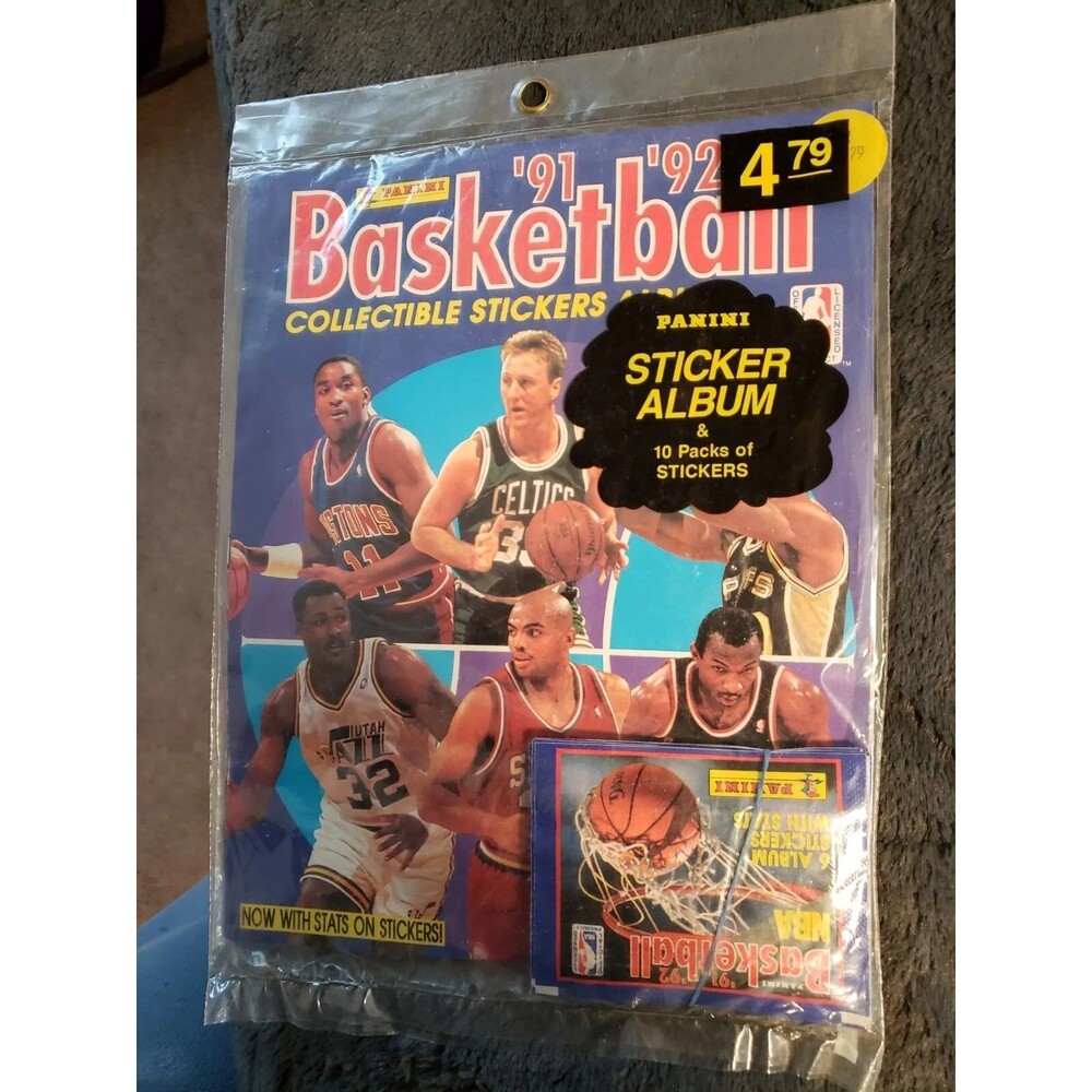 *BRAND NEW/SEALED* VINTAGE '91-92 Panini NBA Sticker Album W/10Pks Of Stickers!!